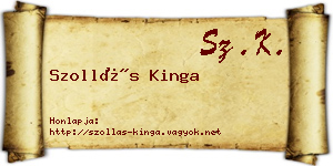 Szollás Kinga névjegykártya